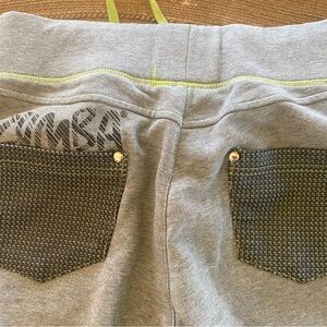 Unisex grey Sweatpants with Black Pocket Detail and Neon Trim